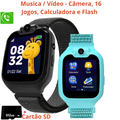 Smartwatch Infantil 1,54” com Chamadas, 16 Jogos, Câmera, Música e SOS - Presente Ideal para Crianças