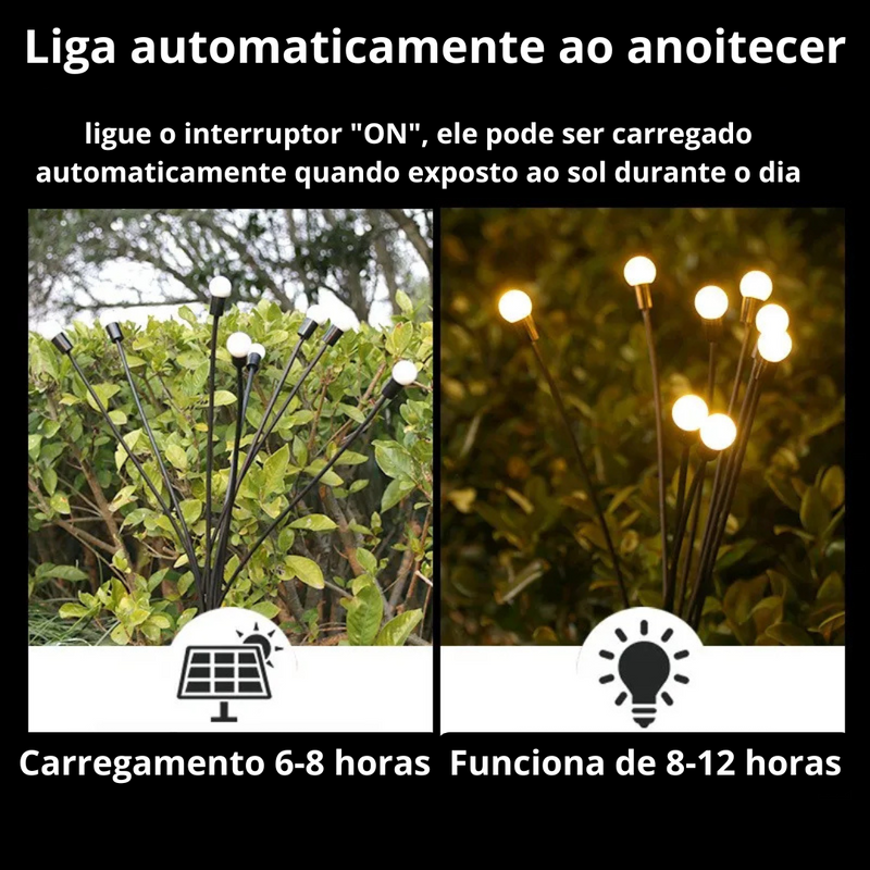 Luzes de Jardim Solar com 10 LEDs - Luzes de Vaga-lume para Decoração Externa | Iluminação à prova d'água, vibrante e que se balança, perfeita para embelezar pátios e caminhos.