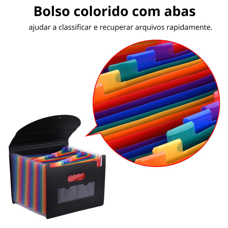 Pasta expansível de 24 bolsos com capa organizadora de arquivos sanfonada tamanho A4 para documentos em formato de carta para escritório em casa e escola