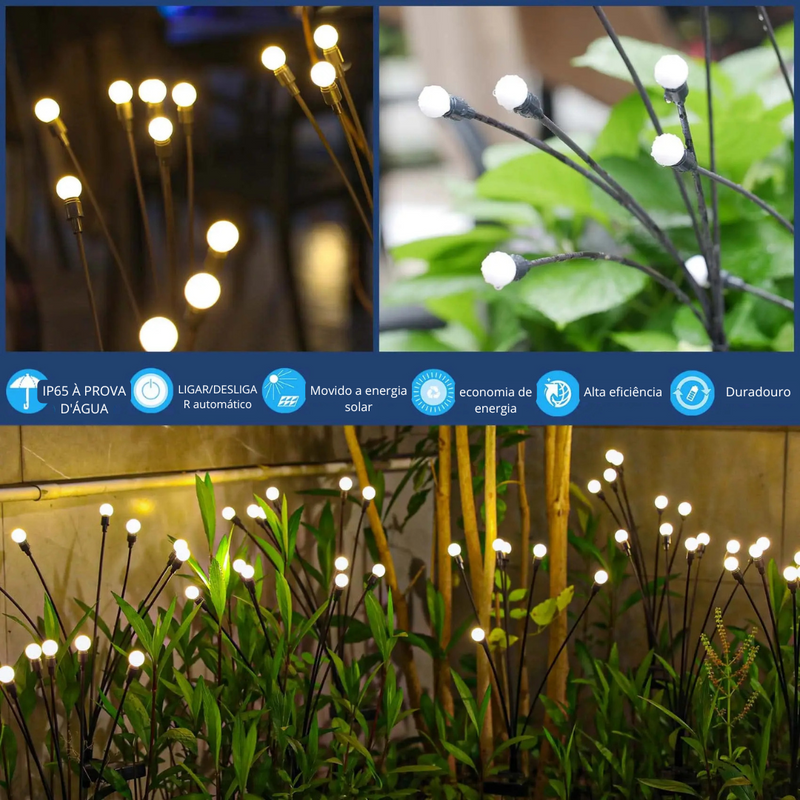 Luzes de Jardim Solar com 10 LEDs - Luzes de Vaga-lume para Decoração Externa | Iluminação à prova d'água, vibrante e que se balança, perfeita para embelezar pátios e caminhos.