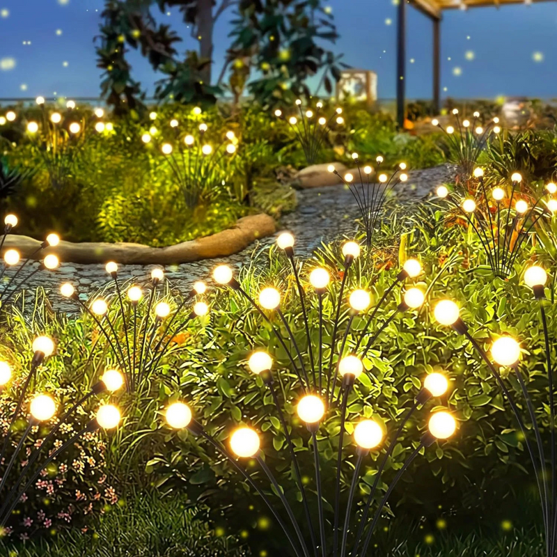 Luzes de Jardim Solar com 10 LEDs - Luzes de Vaga-lume para Decoração Externa | Iluminação à prova d'água, vibrante e que se balança, perfeita para embelezar pátios e caminhos.