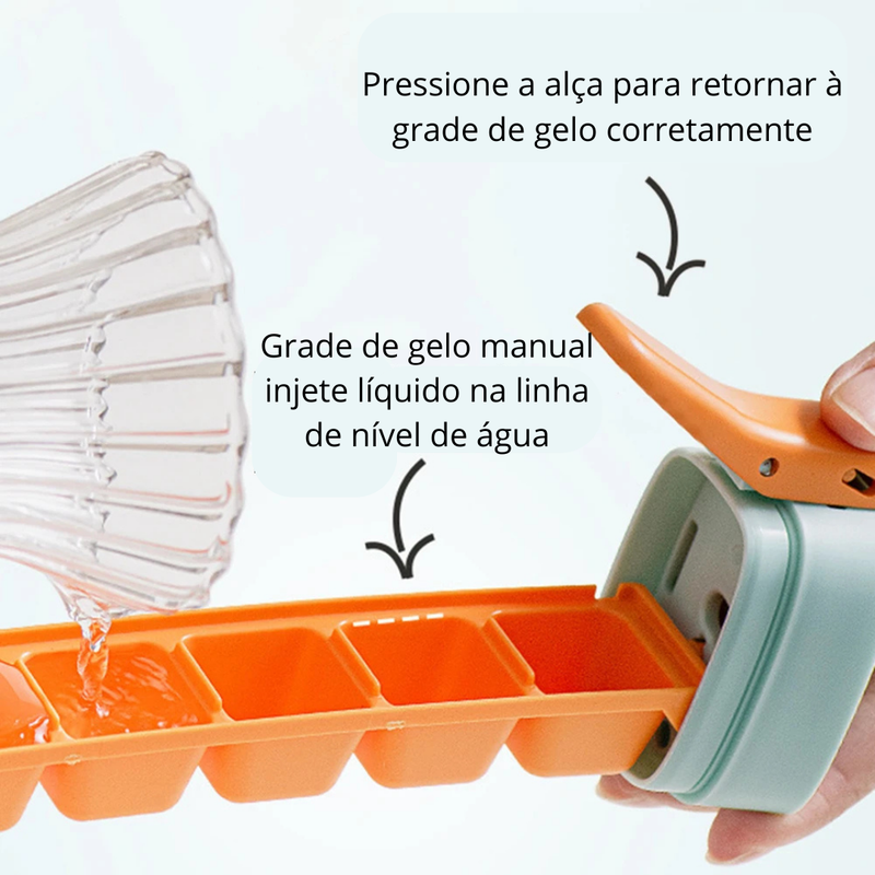 GeloClick: Bandeja de Gelo com Liberação Rápida - Solte os Cubos com Um Clique, Ideal para Cozinha e Bebidas Refrescantes