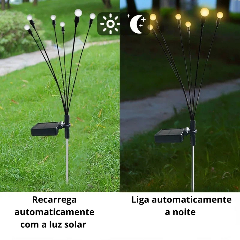 Luzes de Jardim Solar com 10 LEDs - Luzes de Vaga-lume para Decoração Externa | Iluminação à prova d'água, vibrante e que se balança, perfeita para embelezar pátios e caminhos.