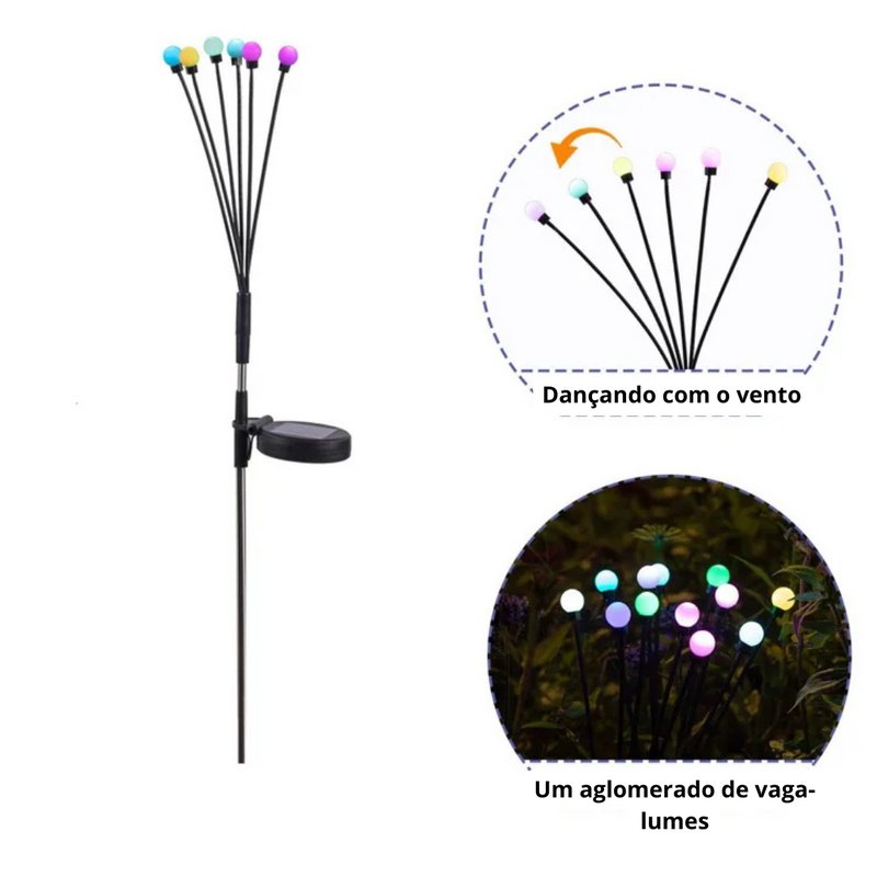 Luzes de Jardim Solar com 10 LEDs - Luzes de Vaga-lume para Decoração Externa | Iluminação à prova d'água, vibrante e que se balança, perfeita para embelezar pátios e caminhos.