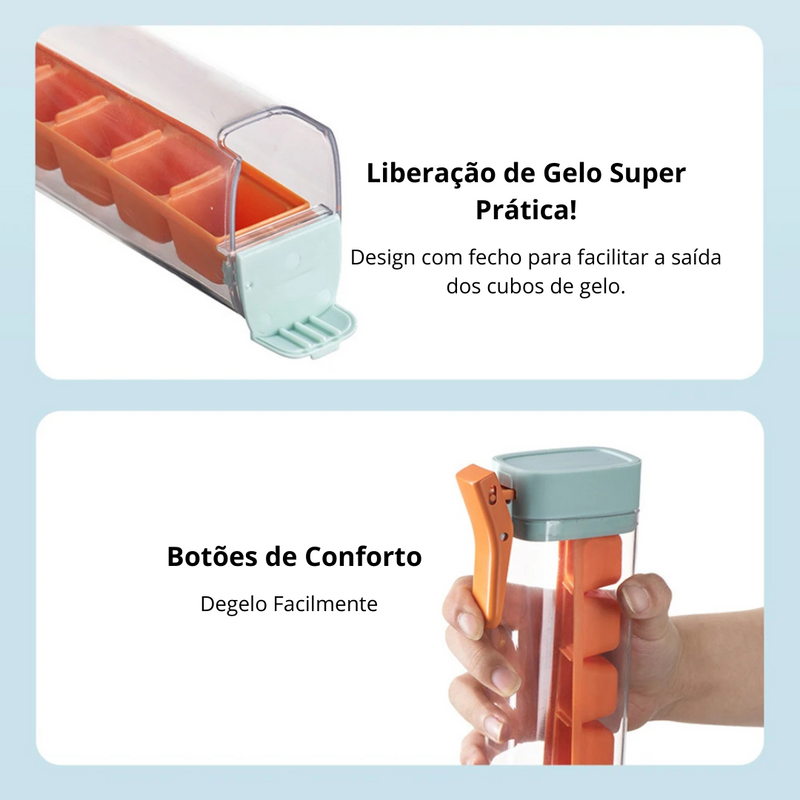 GeloClick: Bandeja de Gelo com Liberação Rápida - Solte os Cubos com Um Clique, Ideal para Cozinha e Bebidas Refrescantes