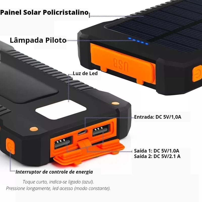 Carregador Solar Portátil Power Bank Solar