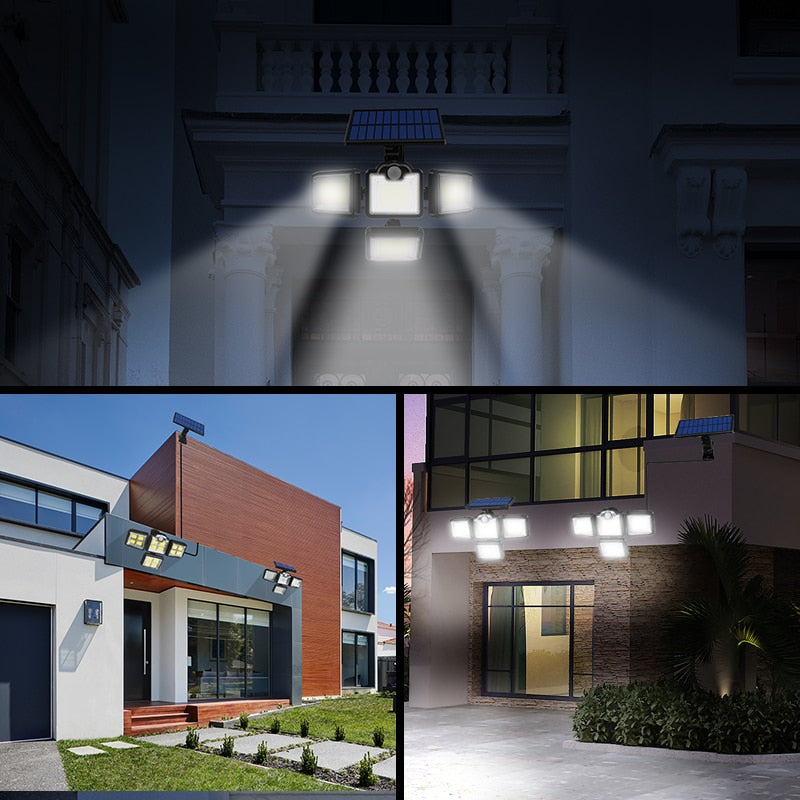 Luzes de movimento solar 192/198 LED/COB Luz solar exterior interior