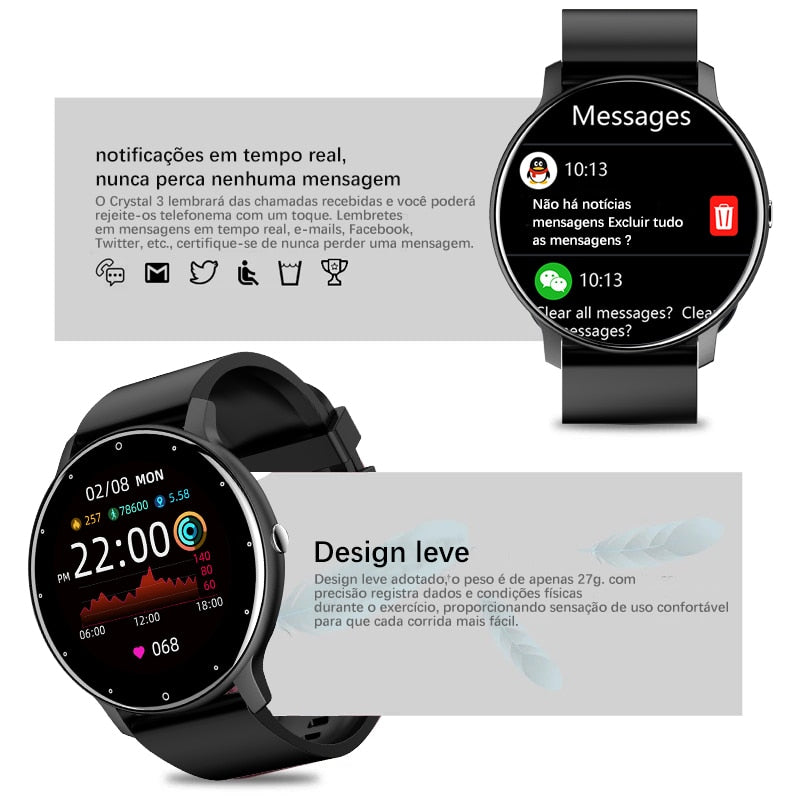 Lige 2022 novo Smartwatch masculino tela de toque completa esporte fitness