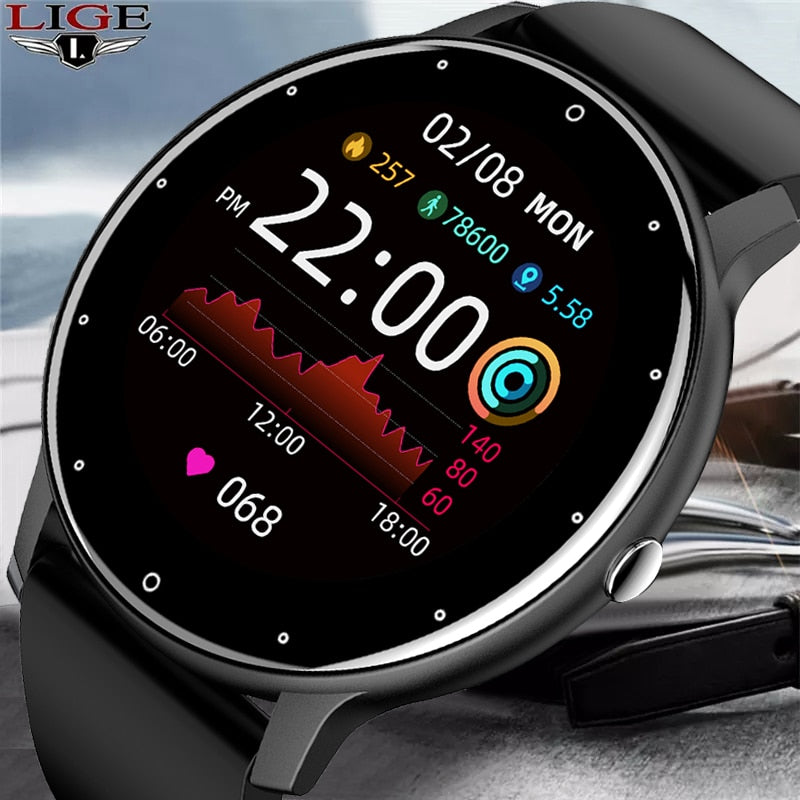 Lige 2022 novo Smartwatch masculino tela de toque completa esporte fitness